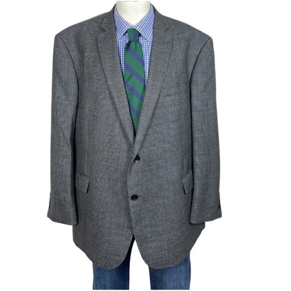 Jean Paul Germain Blazer Jacket Gray Houndstooth Wool Men's 52R Nice - Picture 1 of 9